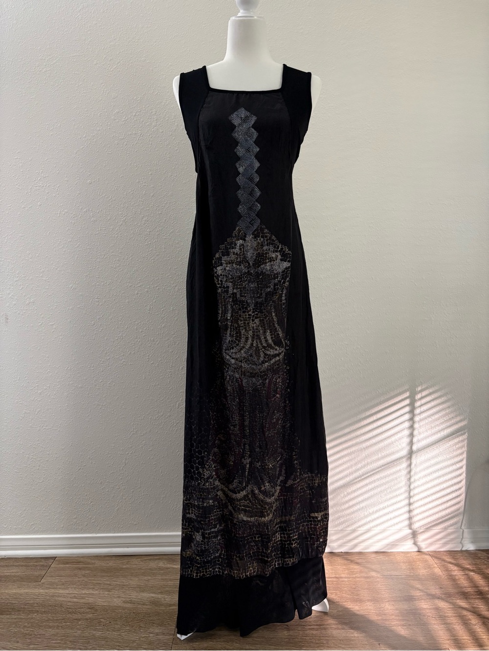 Vintage Legatte Jeans Made in Italy Graphic Maxi Dress Gothic Y2K